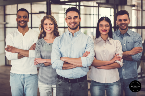 Happy employees in the office